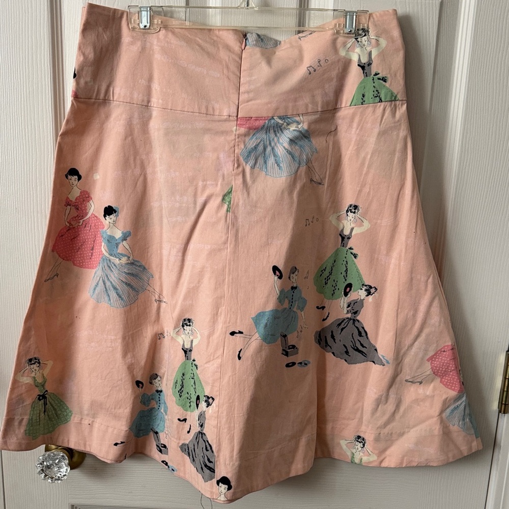 Vintage-Inspired Pink Bow Waist A-Line Skirt - Picture 4 of 5